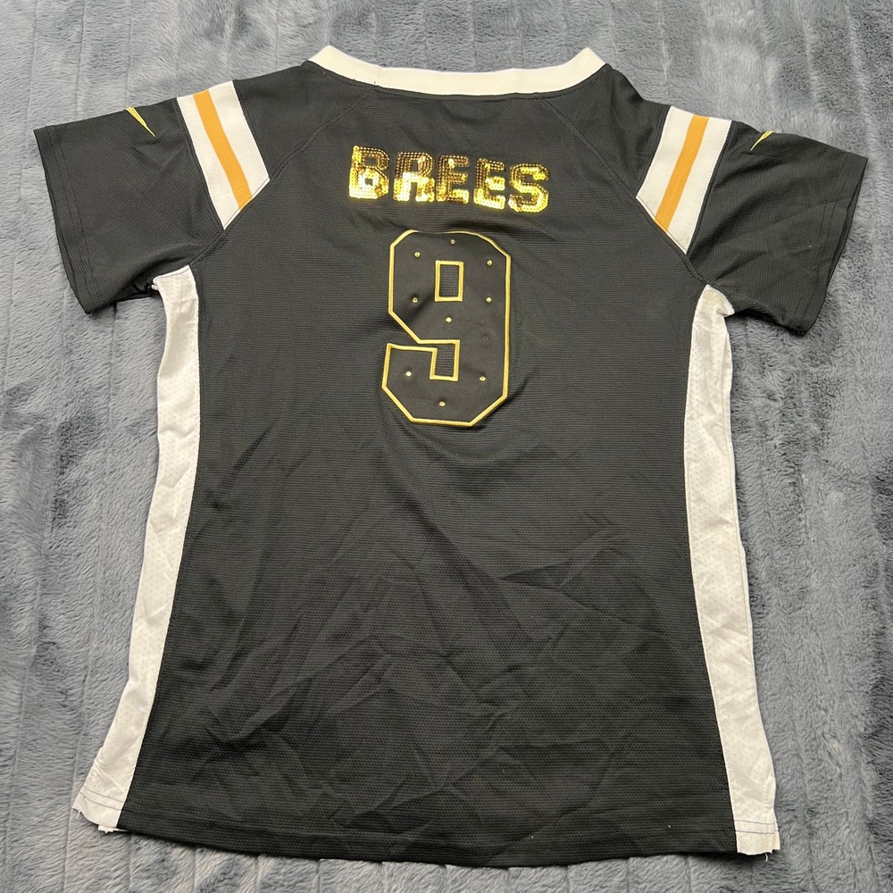 NFL Team Apparel New Orleans Saints Drew Brees 9 Jersey Black Gold Womens XXL